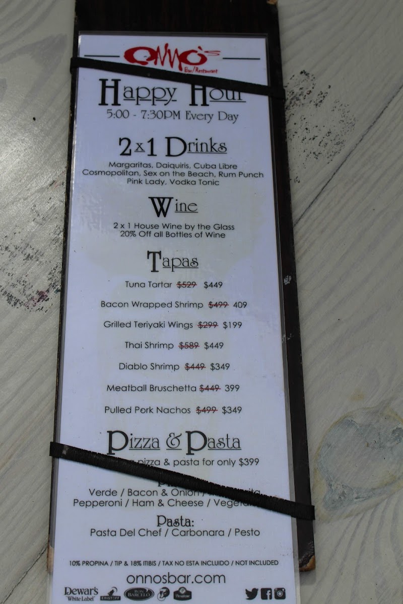 Menu Onno's Altos De Chavon-10
