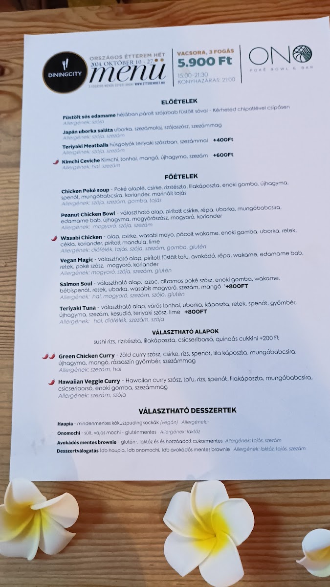 Menu Ono Poké Bowl & Bar Restaurant - 5. Kerület-4