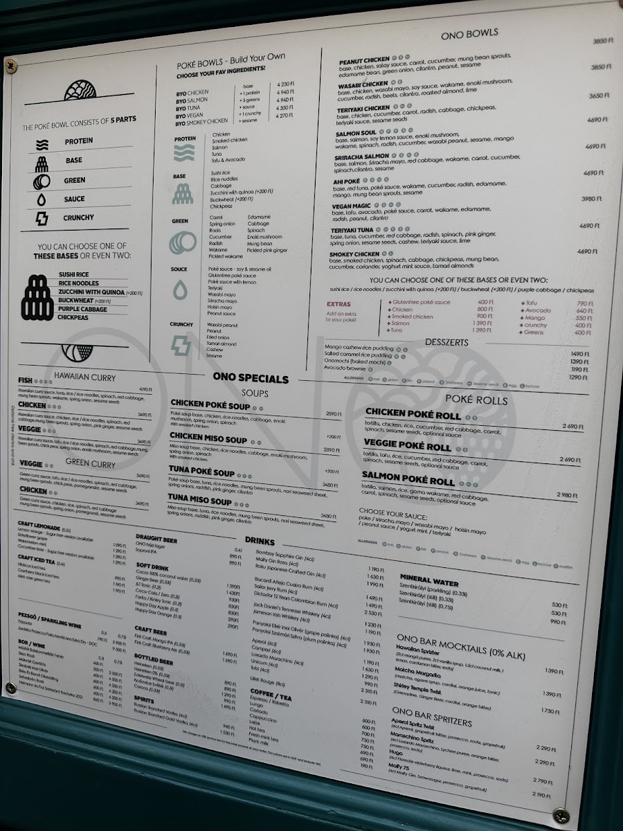 Menu Ono Poké Bowl & Bar Restaurant - 5. Kerület-6