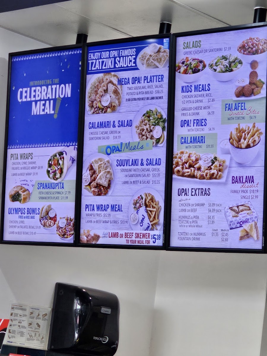 Menu Opa! Of Greece Stonegate Center-1