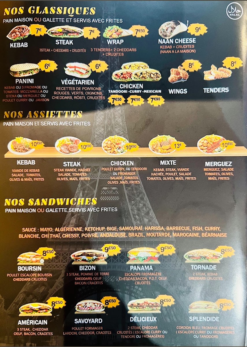 Menu O’Panama, Restaurant, Kebab, Tacos, Kebab Périgueux-3
