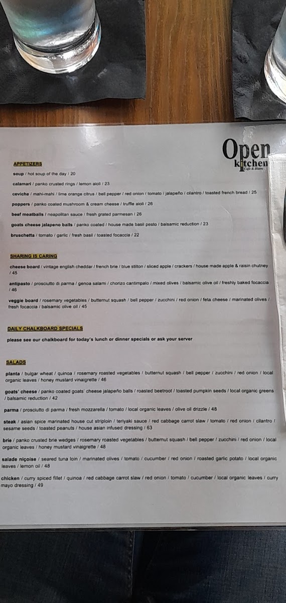 Menu Open Kitchen Cafe & Bistro-8