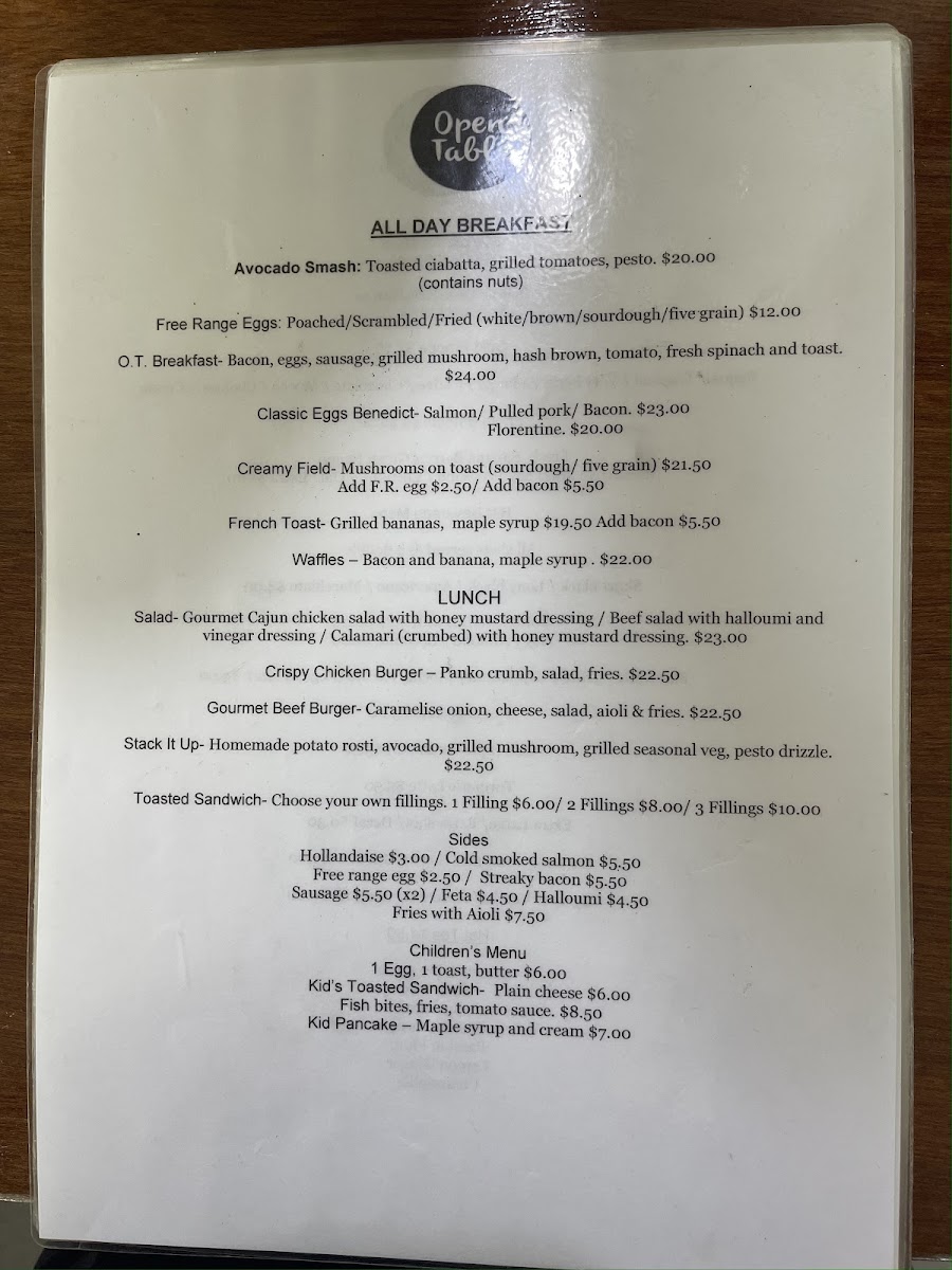 Menu Open Table-3