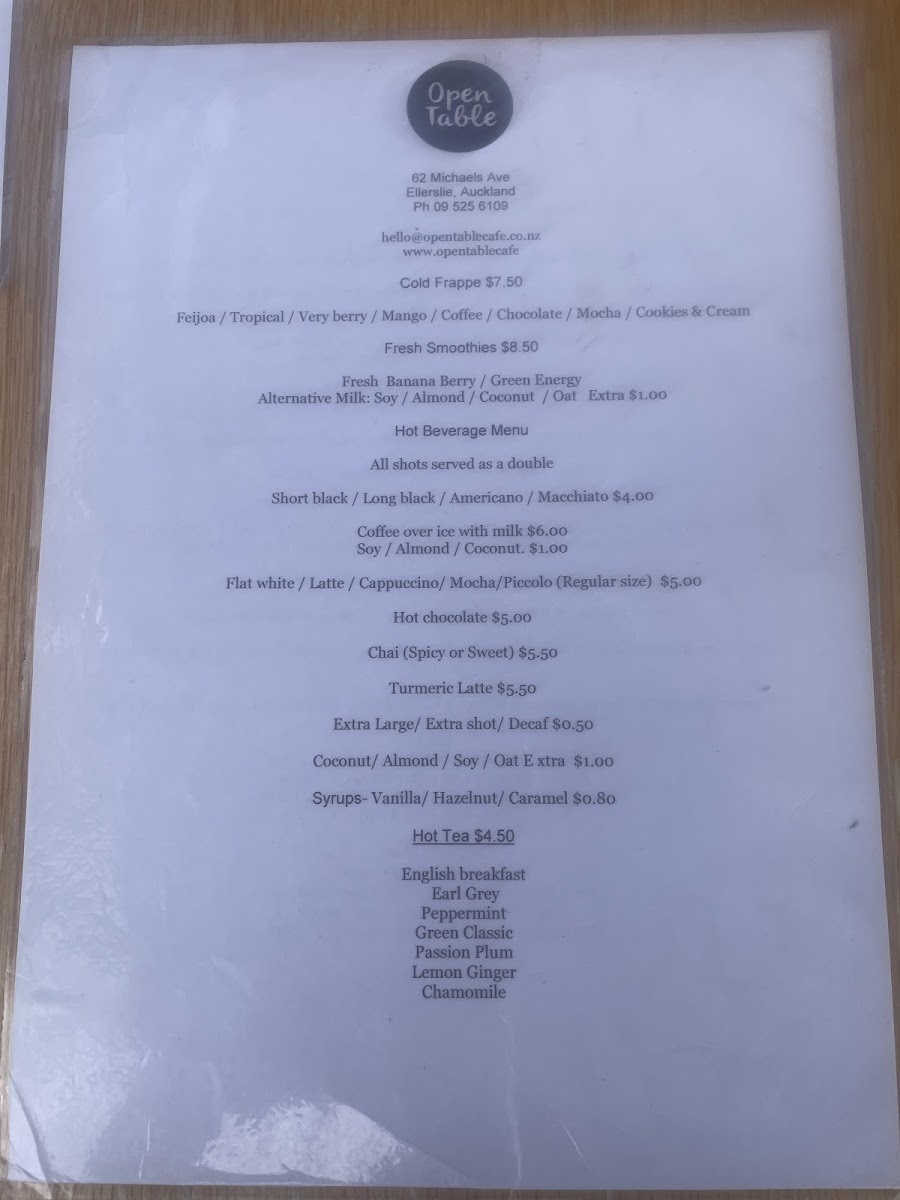 Menu Open Table-6