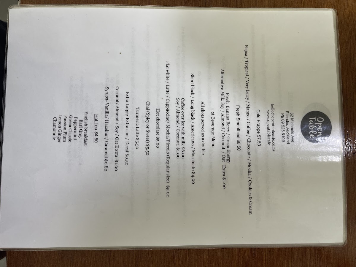 Menu Open Table-7