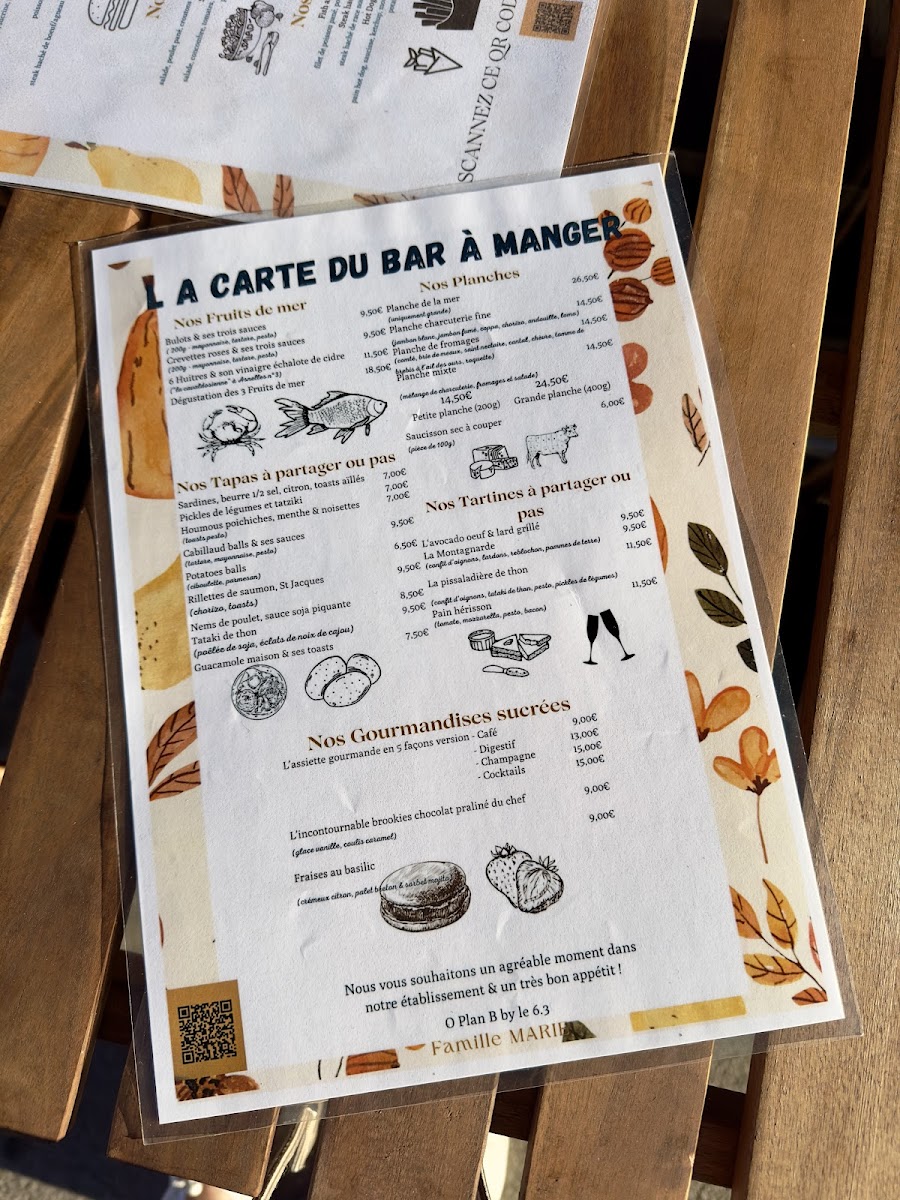 Menu O'plan B By 6.3-7