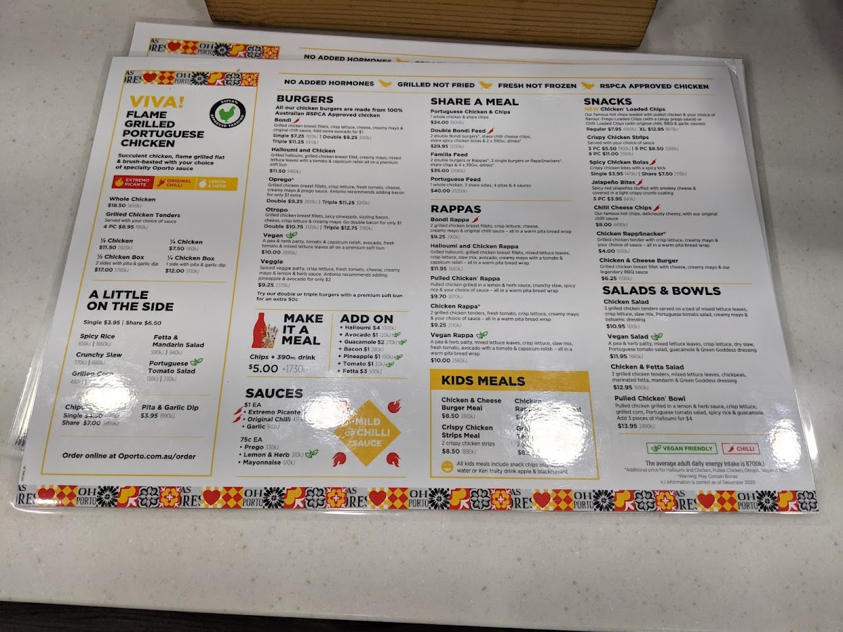 Menu Oporto Canningvale Drive Thru-2