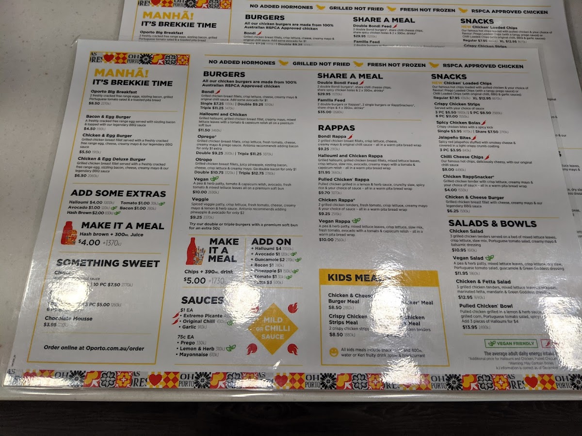 Menu Oporto Canningvale Drive Thru-3