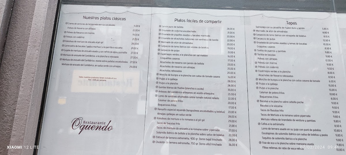 Menu Oquendo Restaurante & Tapería-7