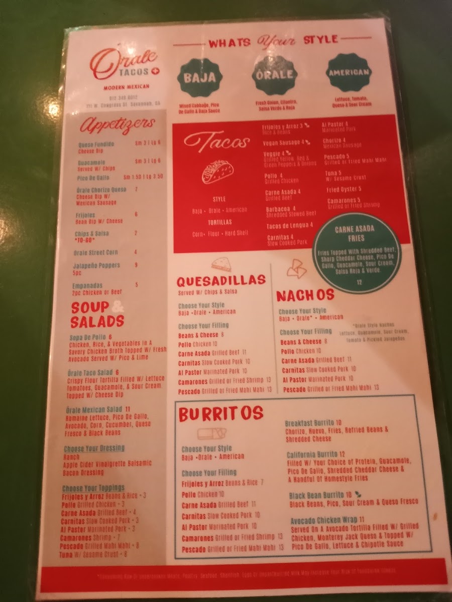 Menu Orale Tacos +-7