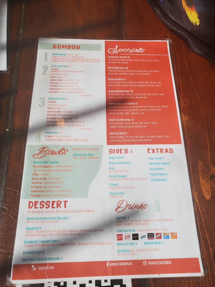 Menu Orale Tacos +-8