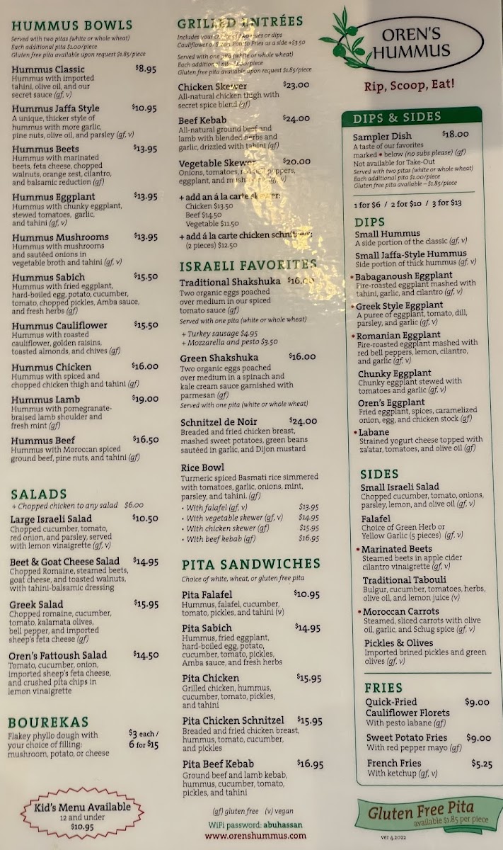 Menu Oren's Hummus-5
