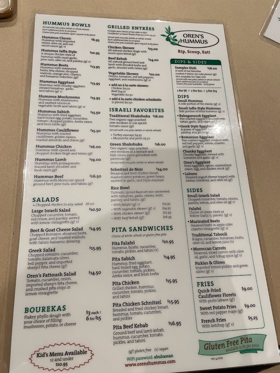 Menu Oren's Hummus-7