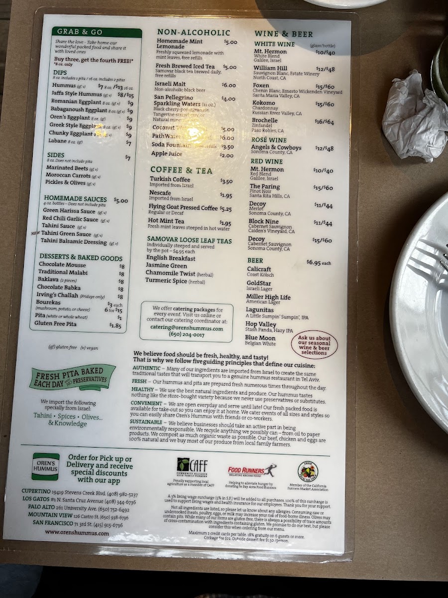 Menu Oren's Hummus-8