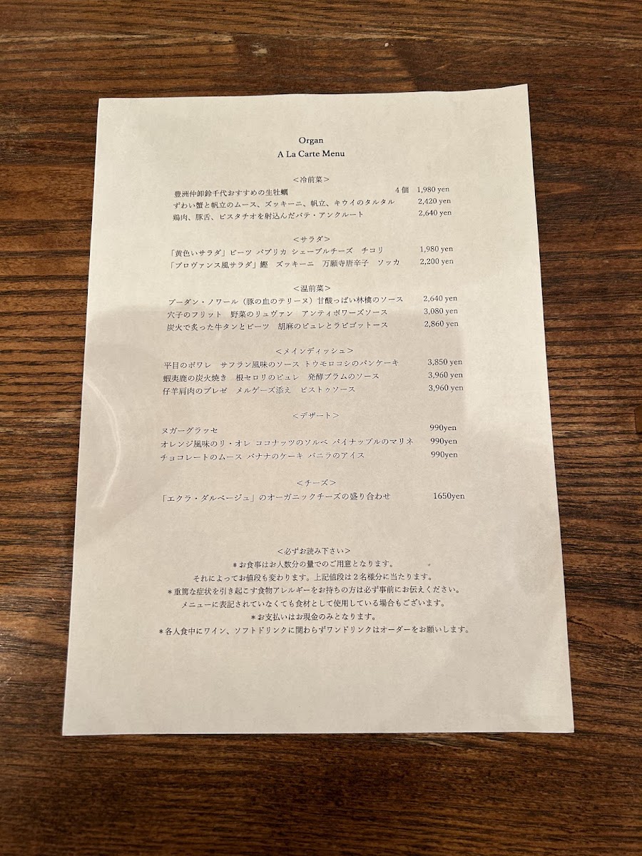 Menu Organ-10