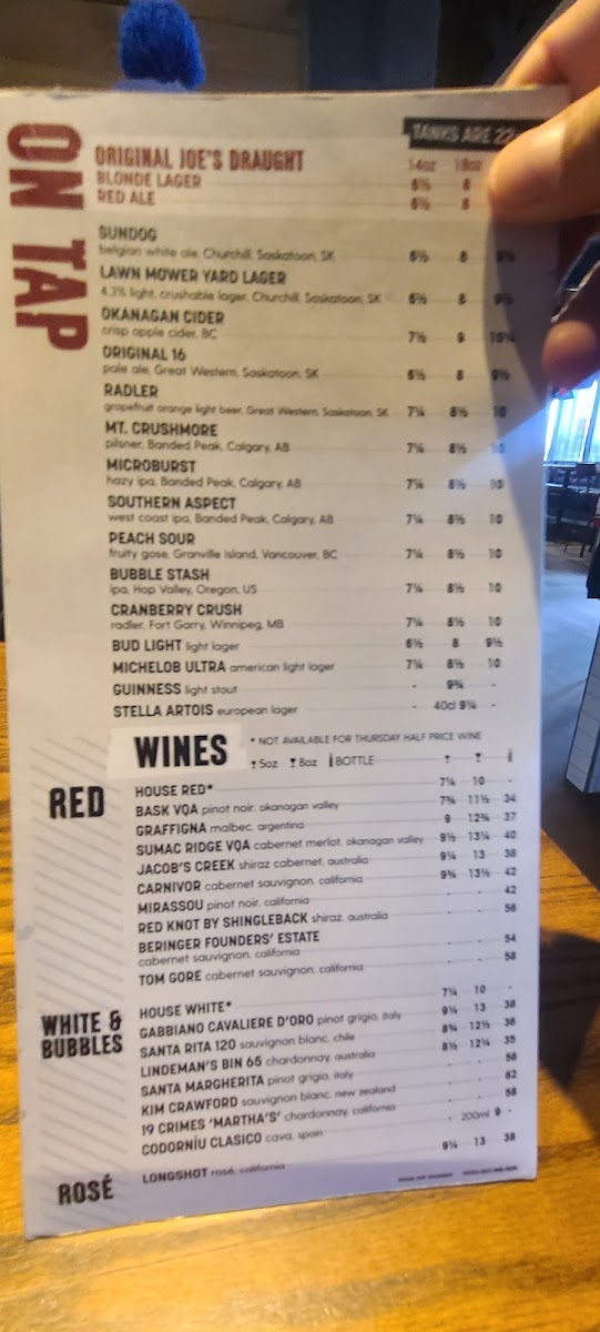 Menu Original Joe's-1