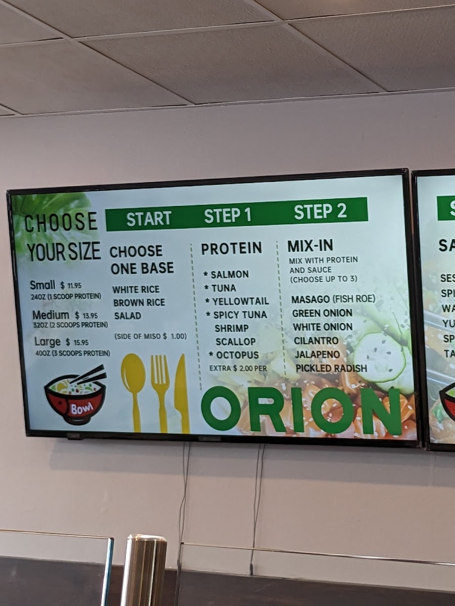 Menu Orion Poke-7