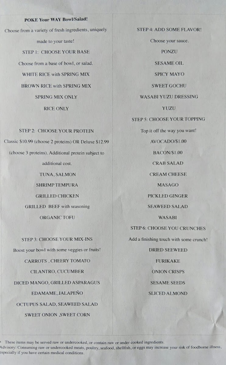 Menu Orion Poke-8