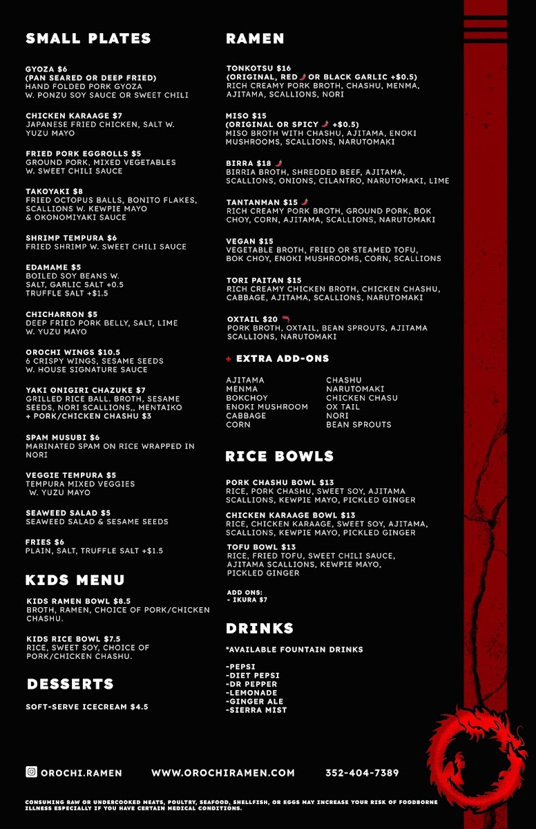 Menu Orochi Ramen-1