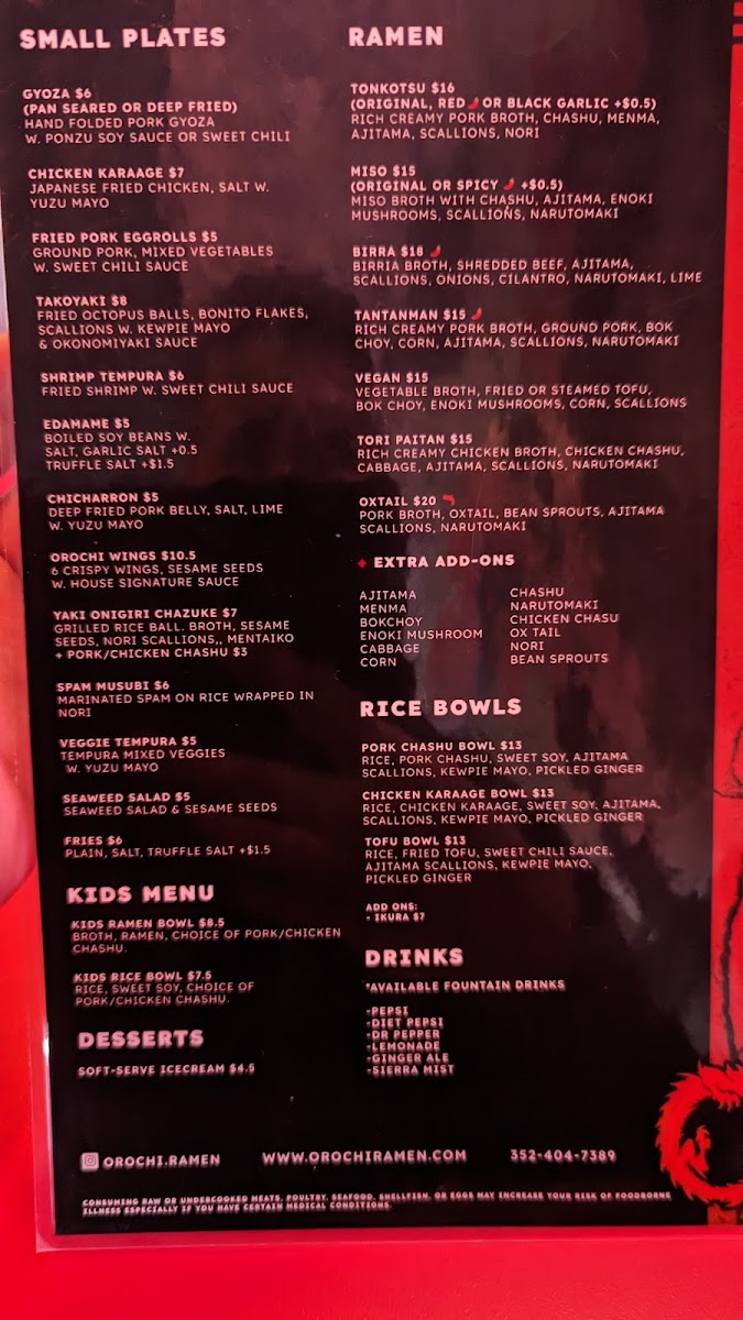 Menu Orochi Ramen-3