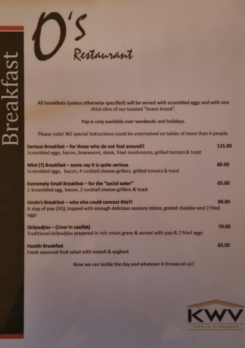Menu O's Restaurant Parys-10