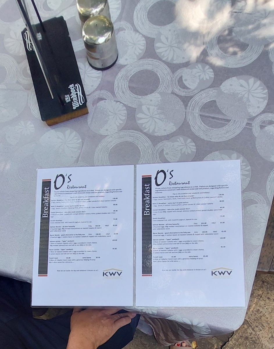 Menu O's Restaurant Parys-2