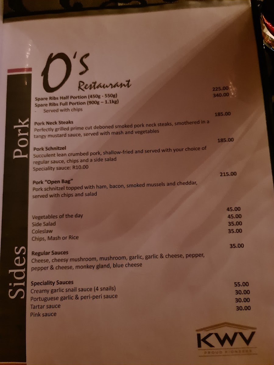 Menu O's Restaurant Parys-3