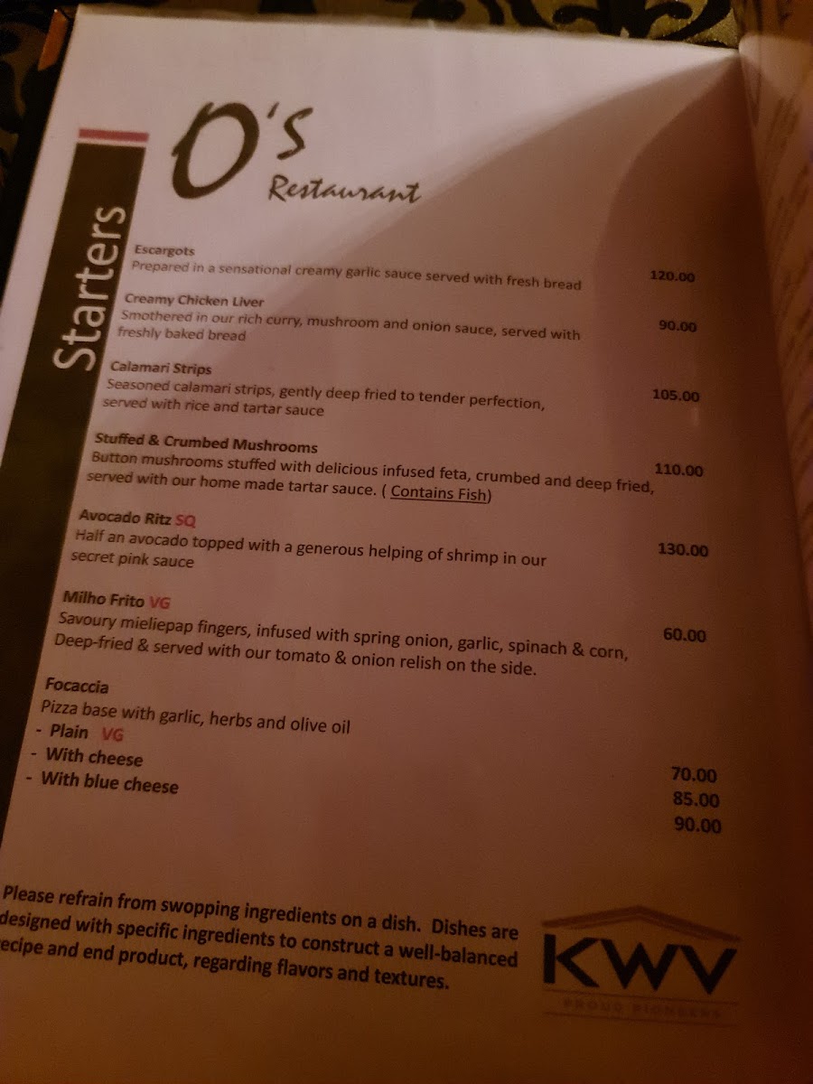 Menu O's Restaurant Parys-6