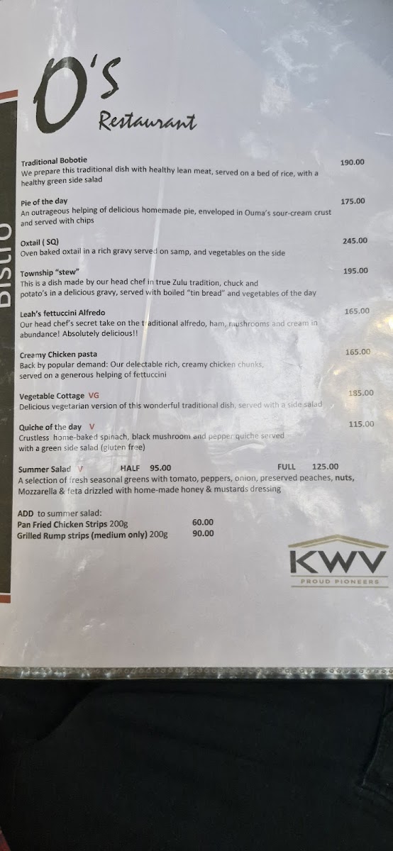 Menu O's Restaurant Parys-7