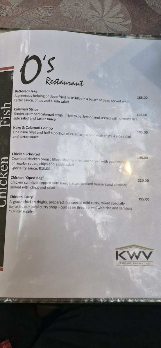 Menu O's Restaurant Parys-8
