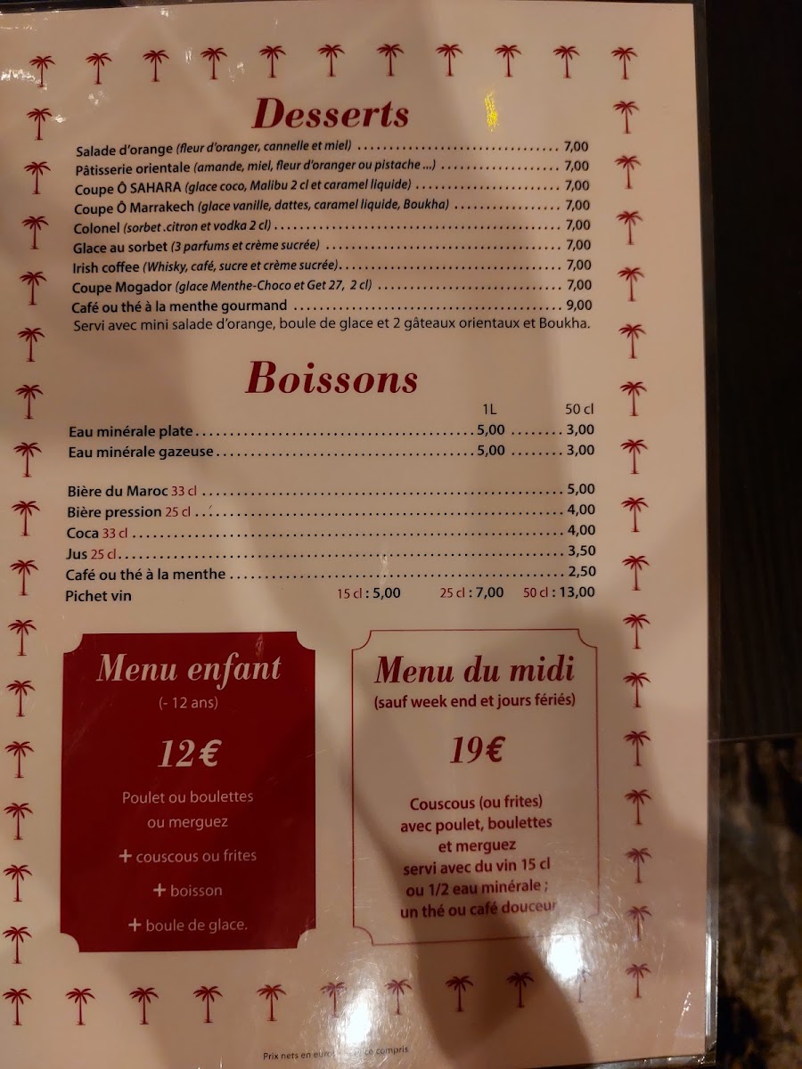 Menu Ô'sahara-1