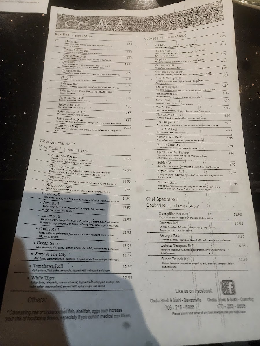 Menu Osaka Steak And Sushi-1