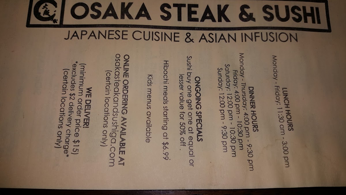 Menu Osaka Steak And Sushi-5