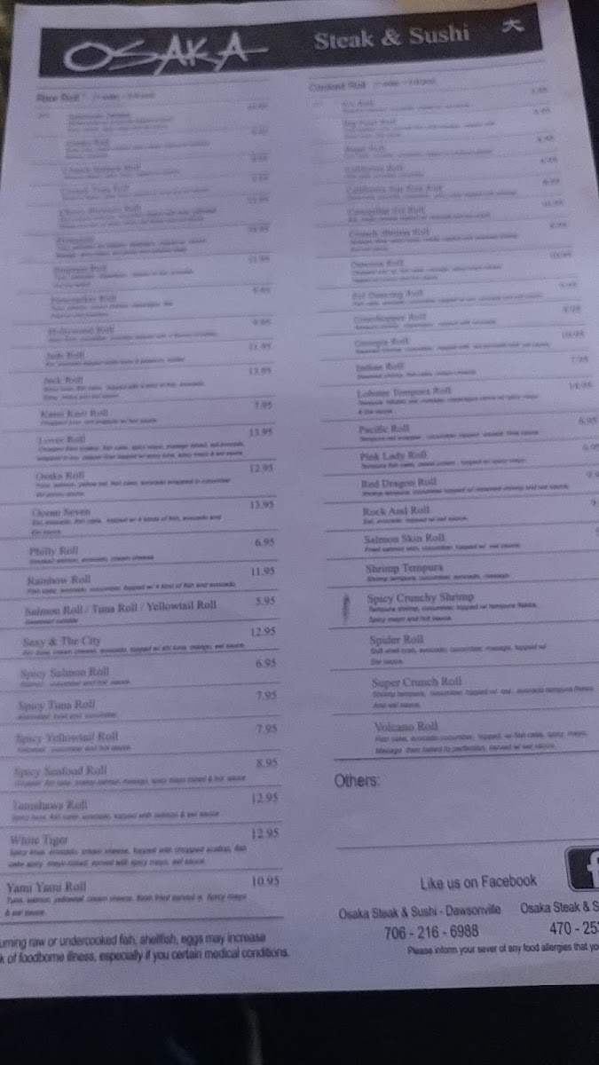 Menu Osaka Steak And Sushi-7