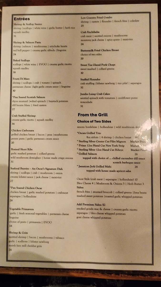 Menu Oscar's Of Summerville-1