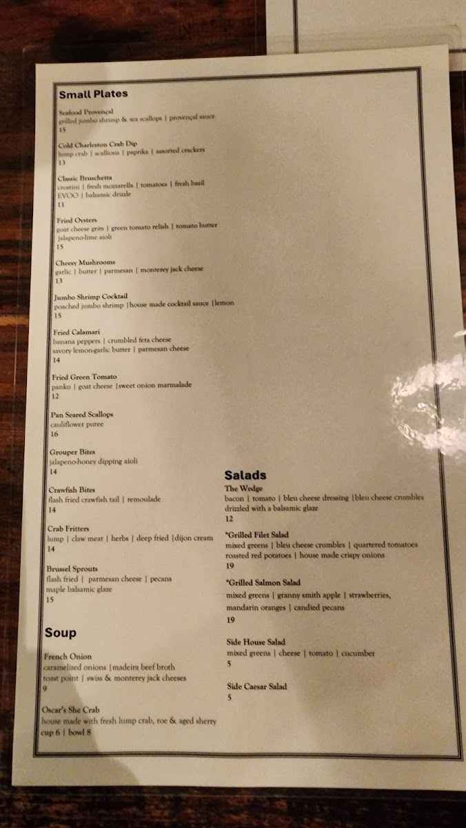 Menu Oscar's Of Summerville-2