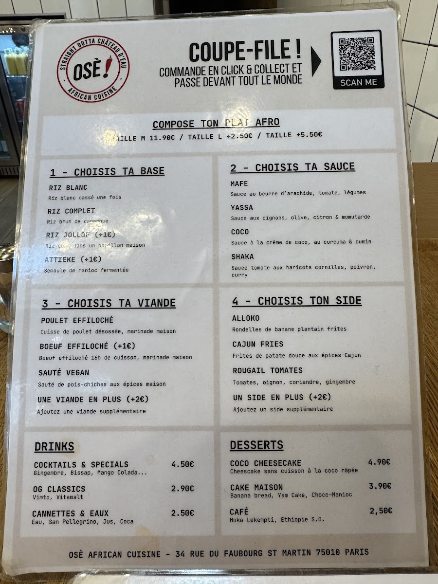 Menu Osè African Cuisine | Château D'eau-1