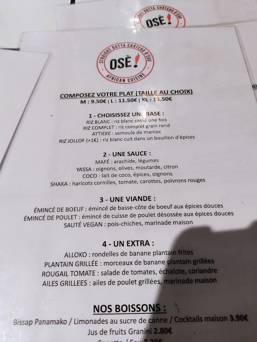 Menu Osè African Cuisine | Château D'eau-10