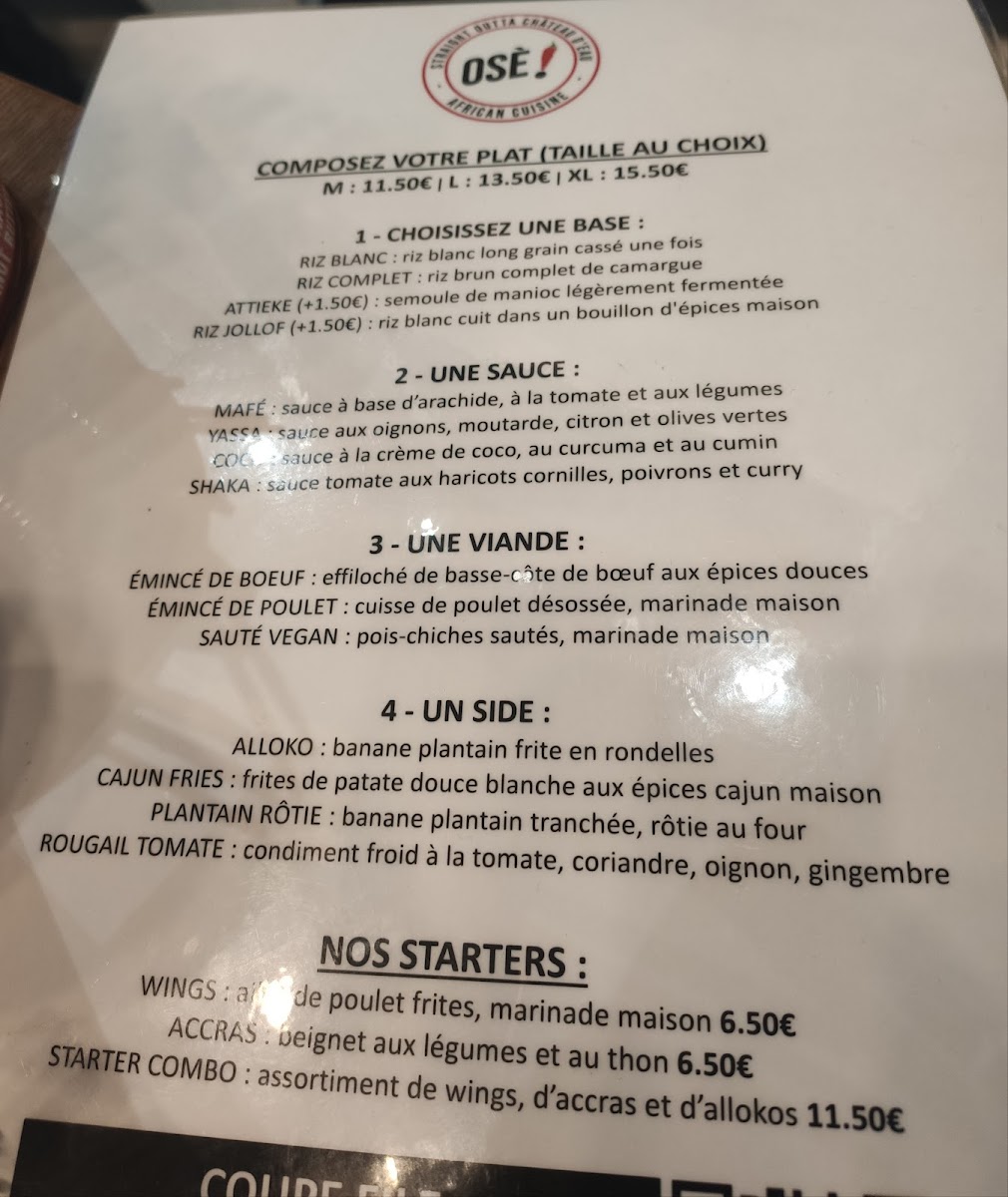 Menu Osè African Cuisine | Château D'eau-9