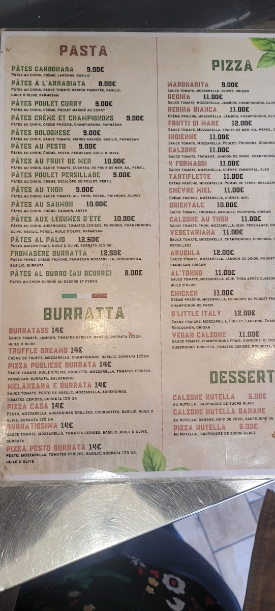 Menu O'seven 7-3