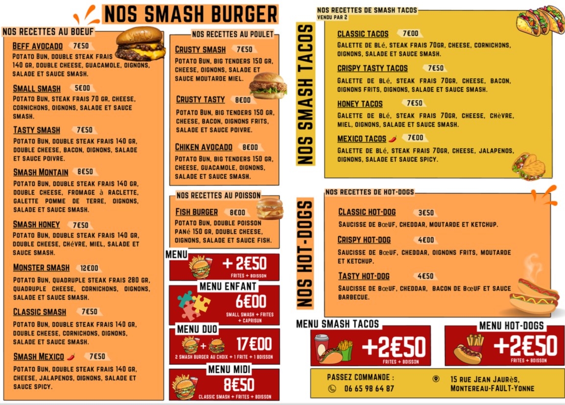 Menu O'smash Restaurant Montereau-1