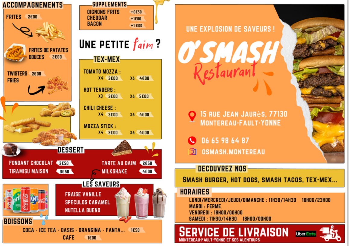 Menu O'smash Restaurant Montereau-2