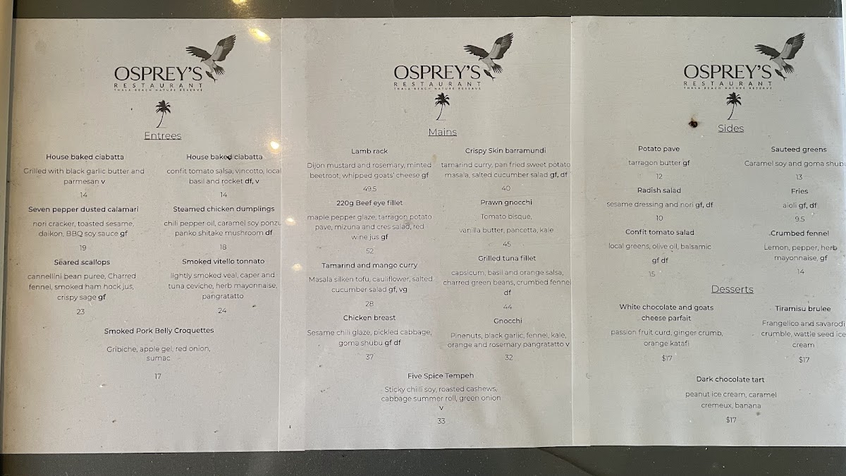 Menu Osprey's Restaurant Port Douglas-3