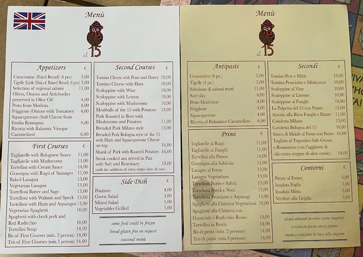 Menu Osteria Al 15-1