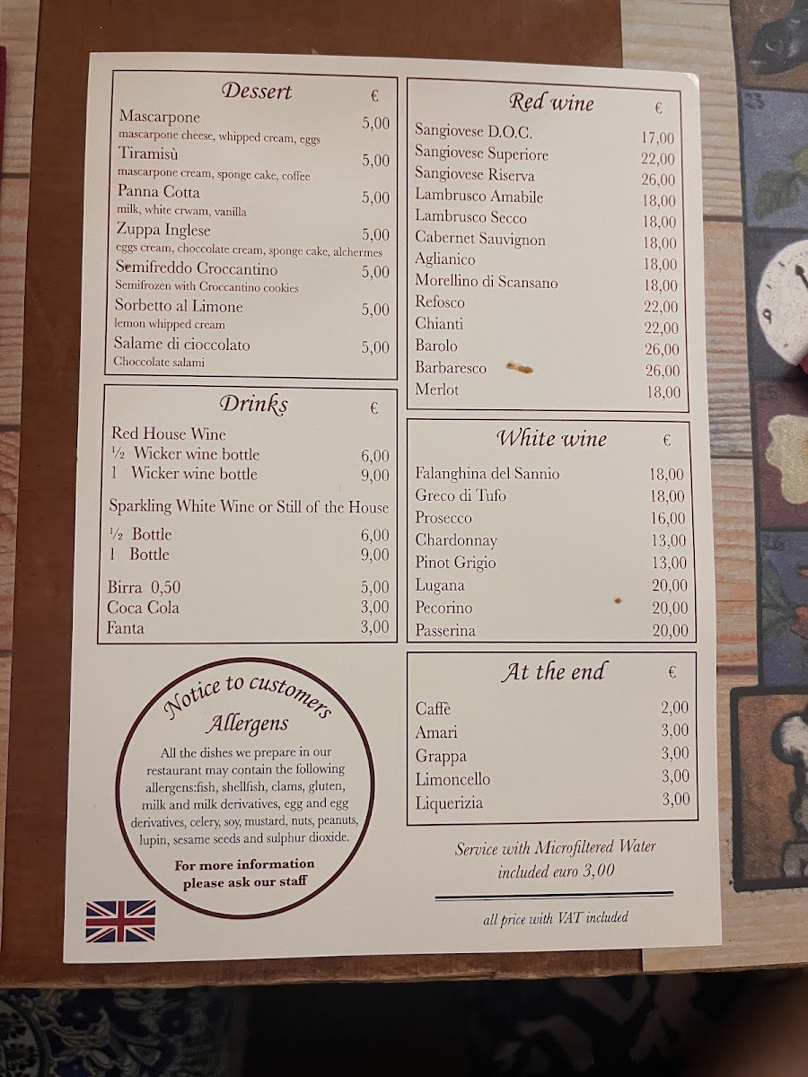 Menu Osteria Al 15-10