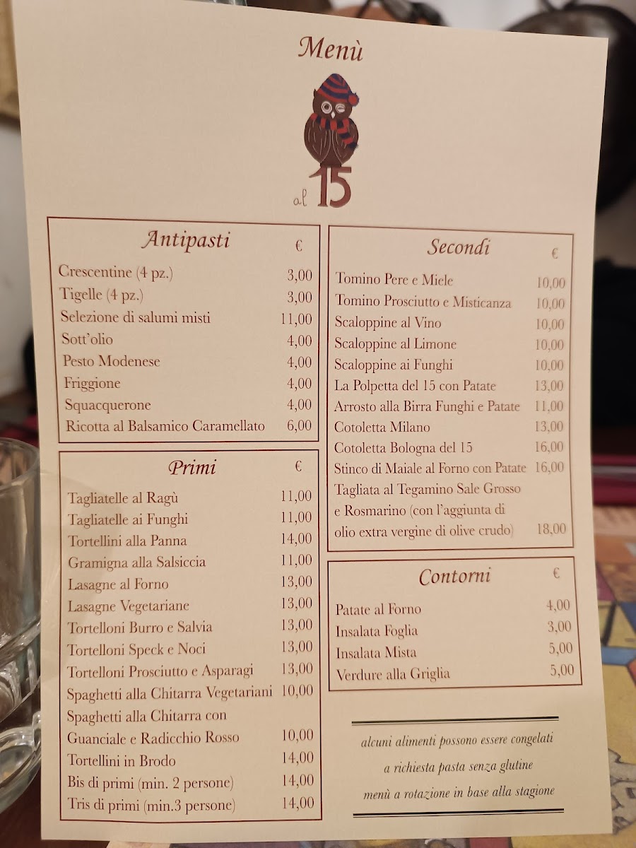Menu Osteria Al 15-2