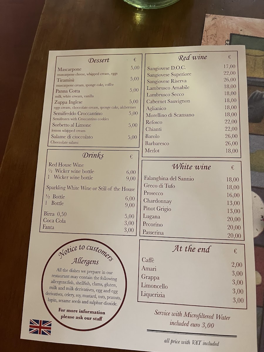 Menu Osteria Al 15-6