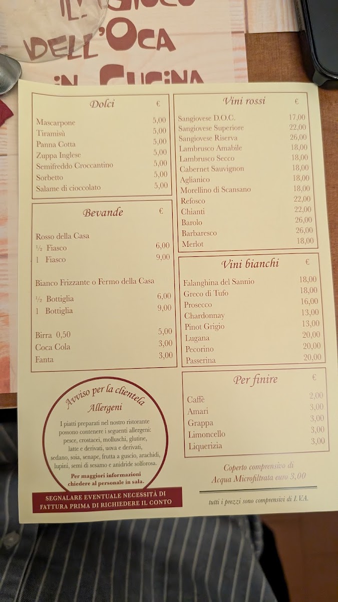 Menu Osteria Al 15-7
