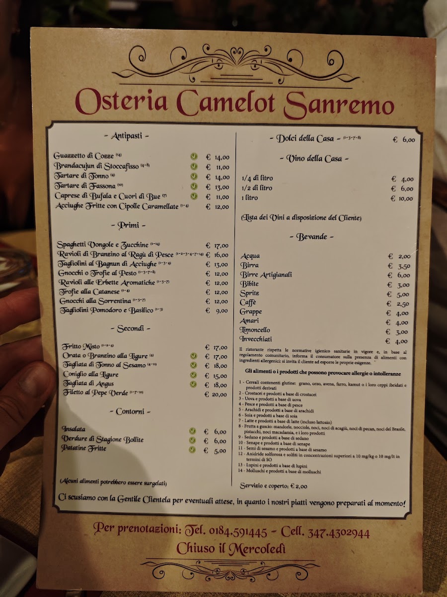 Menu Osteria Camelot-1