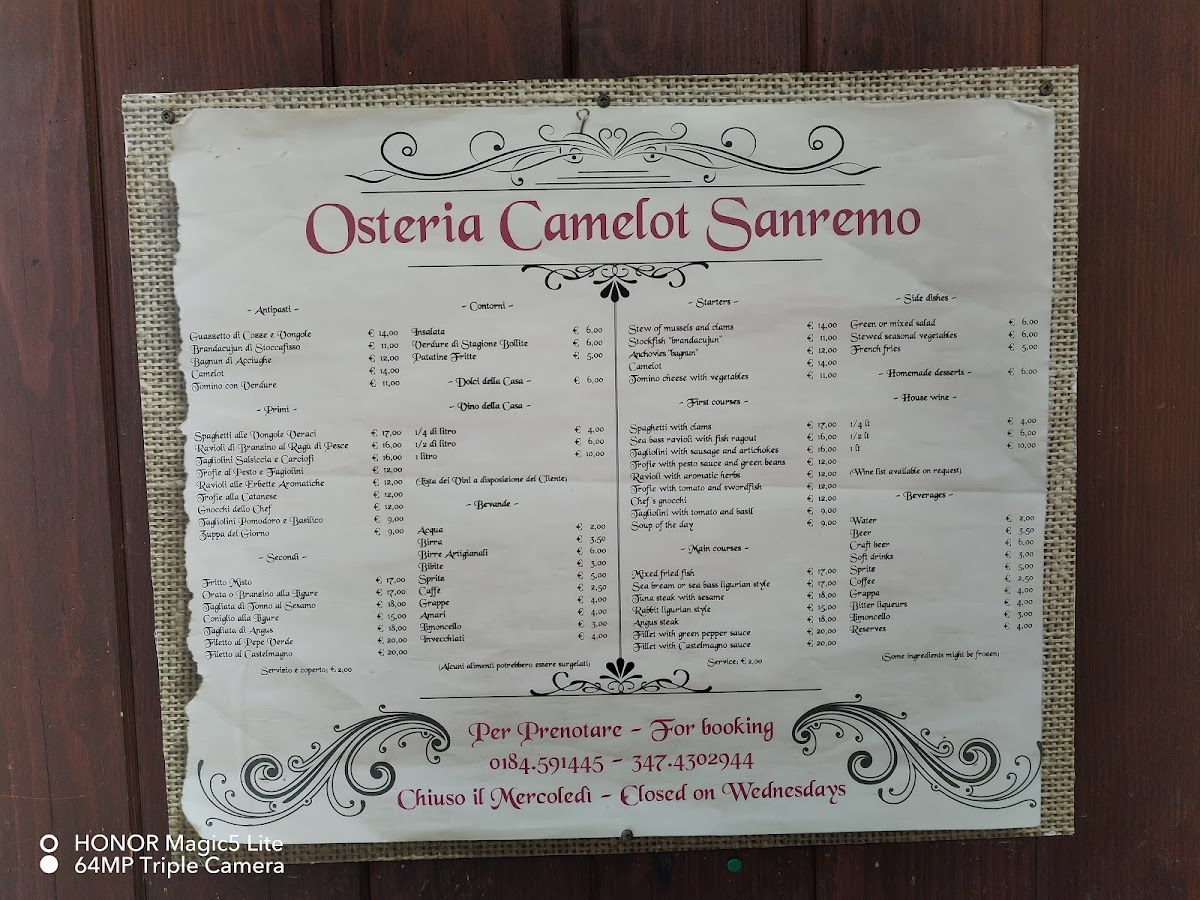 Menu Osteria Camelot-2